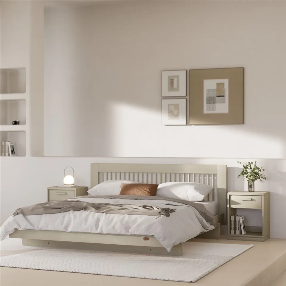 木製キングサイズベッドフレーム